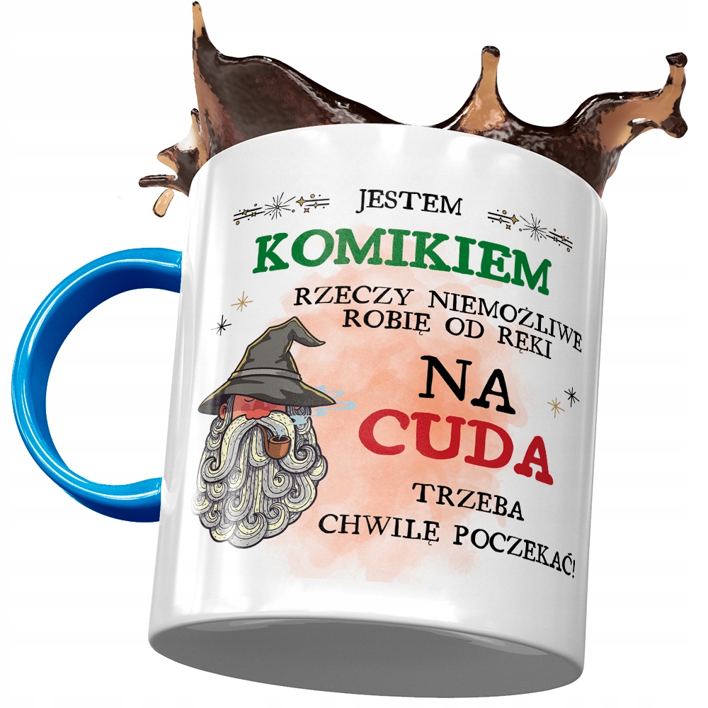 Kubek Błękitny Dla Komika Na Cuda Prezent Z Nadrukiem Ze Zdjęciem