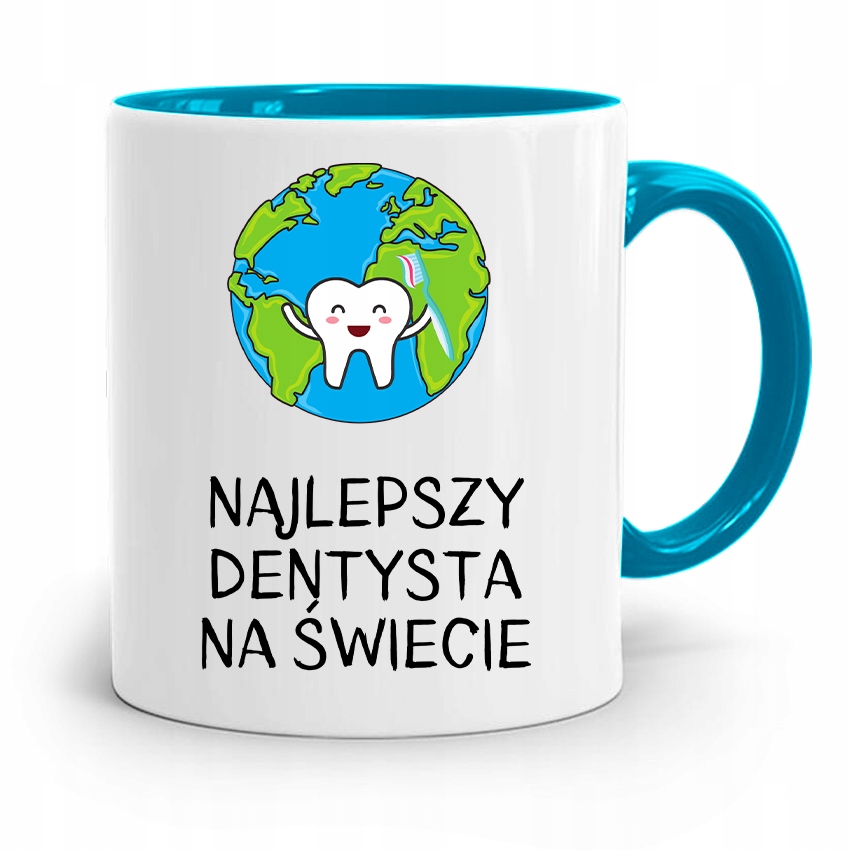 Kubek Błękitny Prezent Dentysty Najlepszy Dentysta Z Nadrukiem Ze Zdjęciem