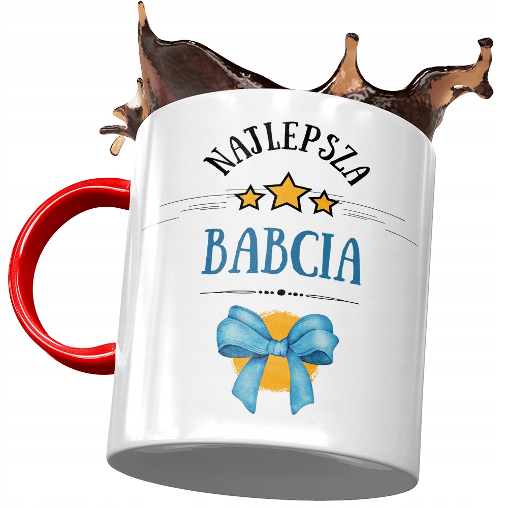 Kubek Czerwony Dla Babci Babuni Na Dzień Babci Z Nadrukiem Ze Zdjęciem