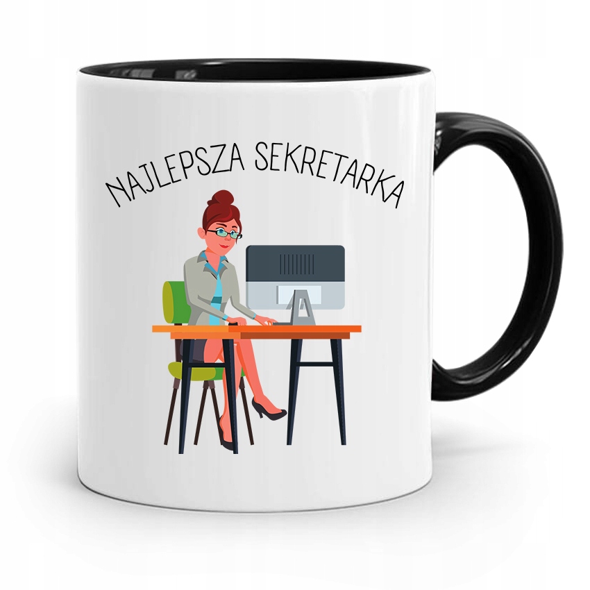Kubek Czarny Prezent Dla Sekretarki Najlepsza Z Nadrukiem Ze Zdjęciem
