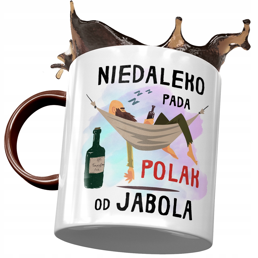 Kubek Bordowy Śmieszny Nie Daleko Pada Polak Z Nadrukiem Ze Zdjęciem