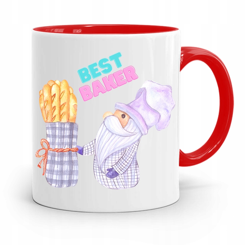 Kubek Czerwony Dla Piekarza Best Baker Prezent Z Nadrukiem Ze Zdjęciem