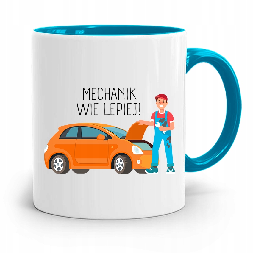 Kubek Błękitny Mechanika Mechanik Wie Lepiej Z Nadrukiem Ze Zdjęciem