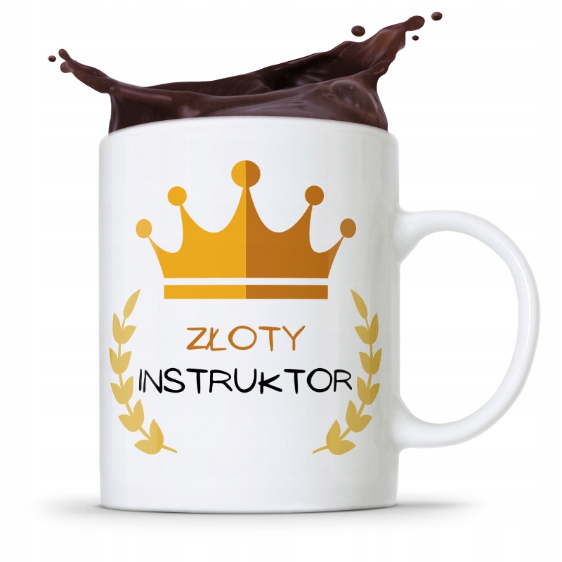Dla Instruktora Kubek Prezent Złoty Instruktor Z Nadrukiem Ze Zdjęciem