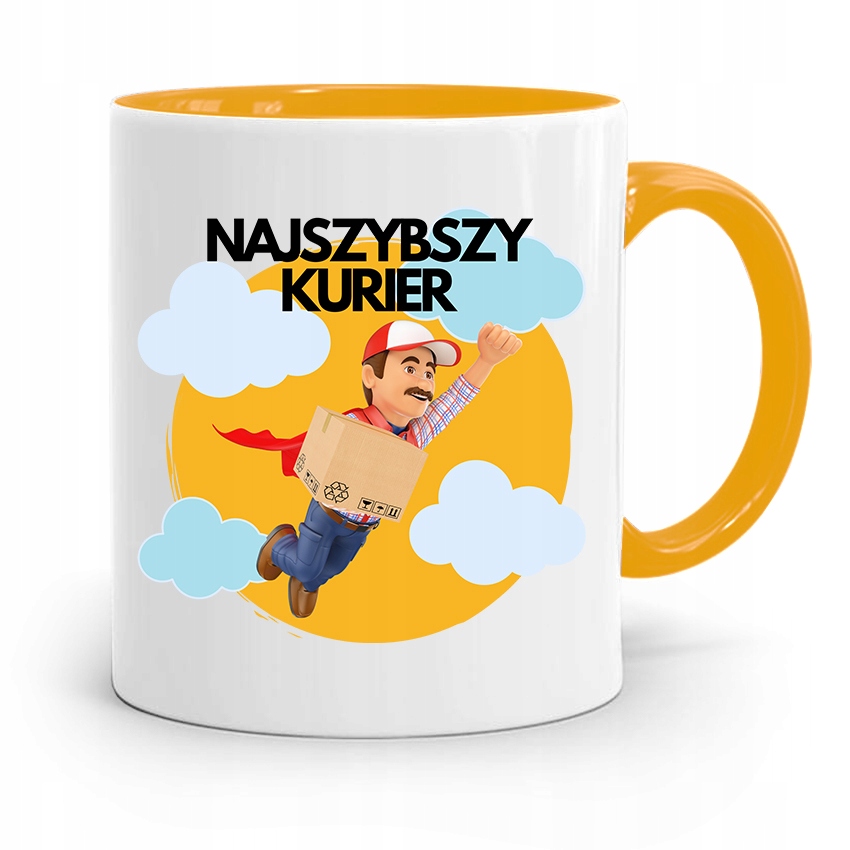 Kubek Żółty Dla Kuriera Najszybszy Kurier Prezent Z Nadrukiem Ze Zdjęciem