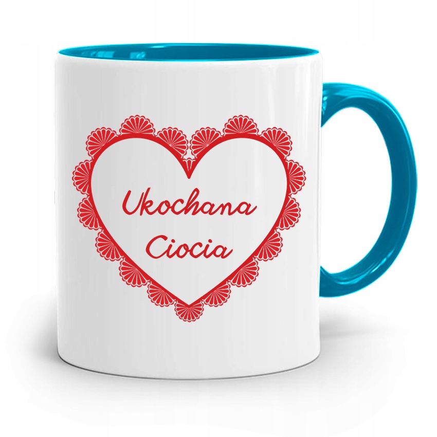 Kubek Błękitny Prezent Dla Cioci Ukochana Ciocia Z Nadrukiem Ze Zdjęciem