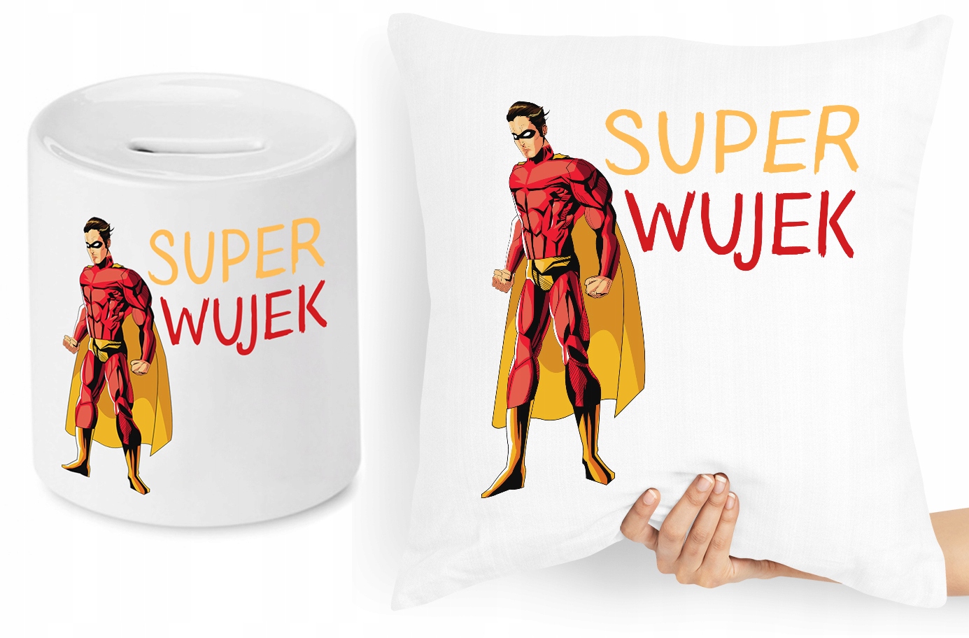 Dla Wujka Zestaw Poduszka + Skarbonka Prezent Z Nadrukiem Ze Zdjęciem