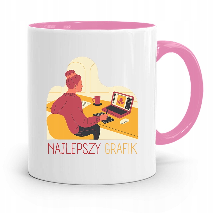 Kubek Różowy Prezent Dla Grafika Najlepszy Grafik Z Nadrukiem Ze Zdjęciem