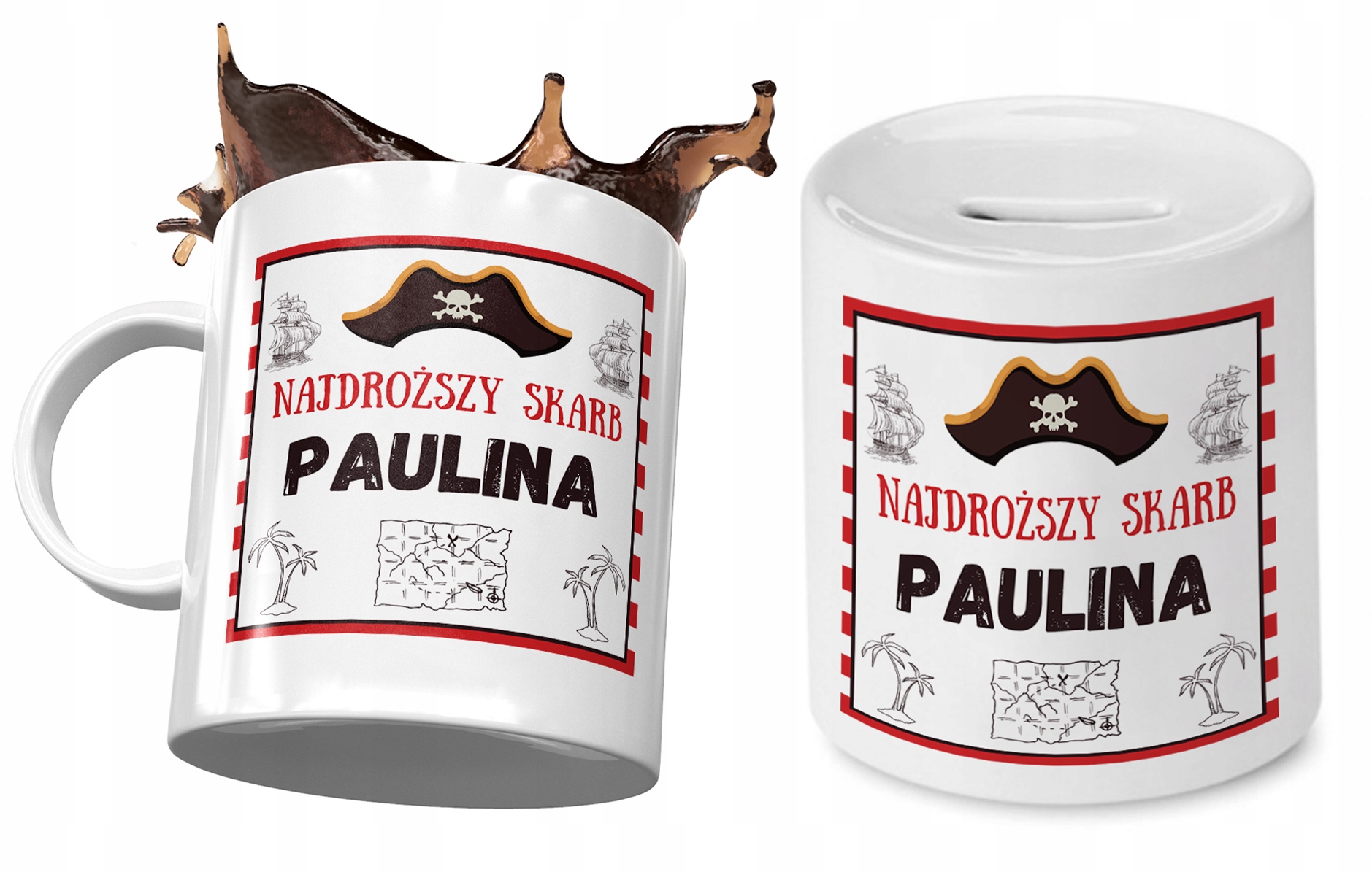 Dla Pauliny Zestaw Kubek + Skarbonka Dla Dziecka Z Nadrukiem Ze Zdjęciem