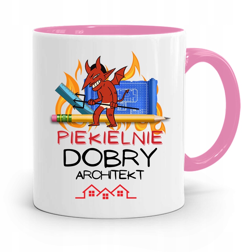 Kubek Różowy Architekta Piekielnie Dobry Prezent Z Nadrukiem Ze Zdjęciem