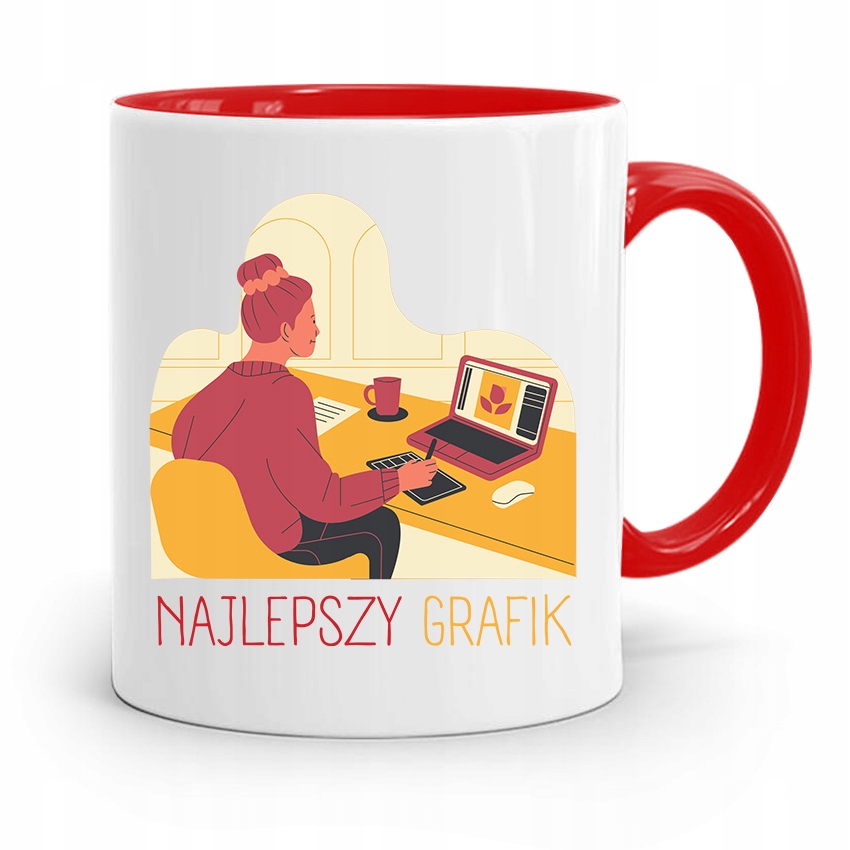 Kubek Czerwony Prezent Dla Najlepszego Grafika Z Nadrukiem Ze Zdjęciem