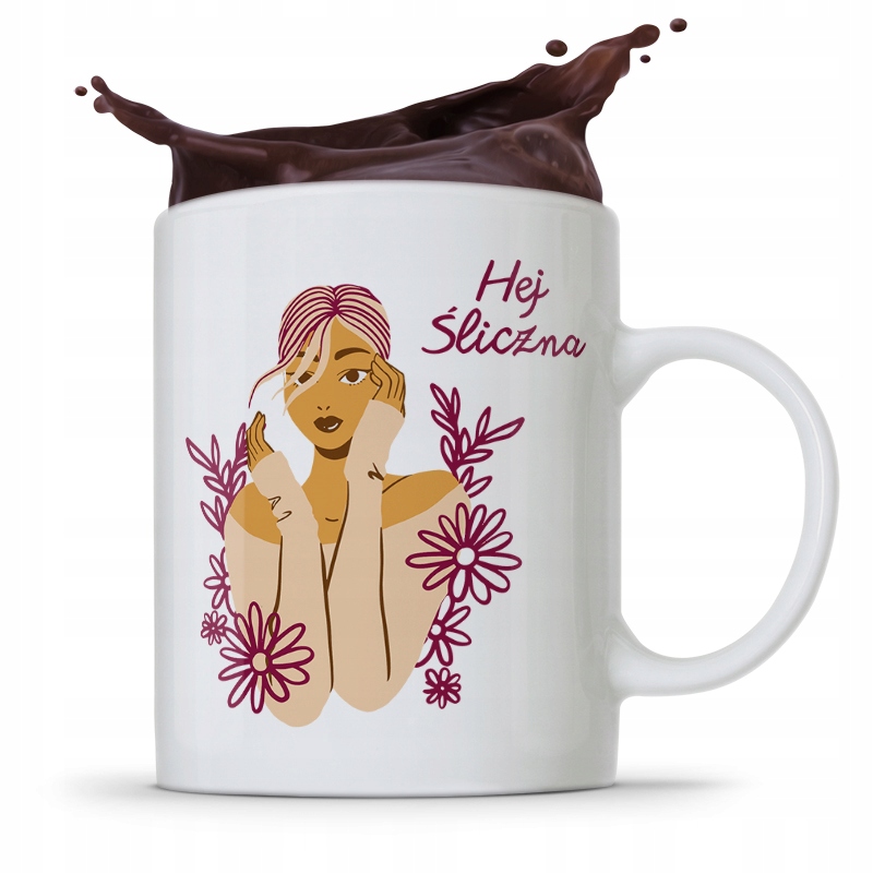 Kubek Prezent Dla Dziewczyny Hej Śliczna Z Nadrukiem Ze Zdjęciem