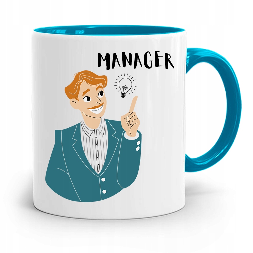 Kubek Błękitny Dla Kierownika Manager Prezent Z Nadrukiem Ze Zdjęciem