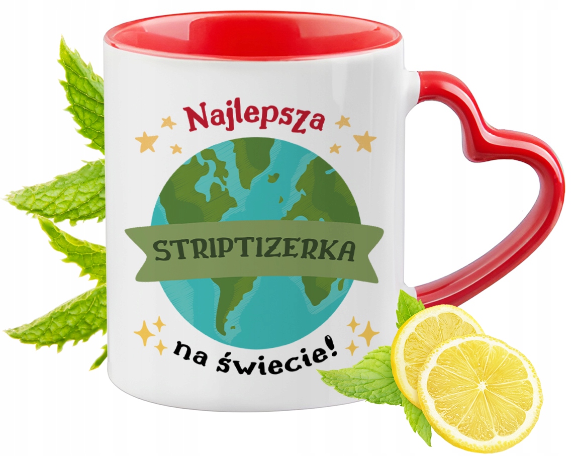 Kubek Czerwony Z Uszkiem W Kształcie Serca Dla Striptizerki Na Prezent