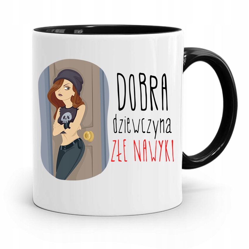 Kubek Czarny Dla Dziewczyny Żony Złe Nawyki Z Nadrukiem Ze Zdjęciem