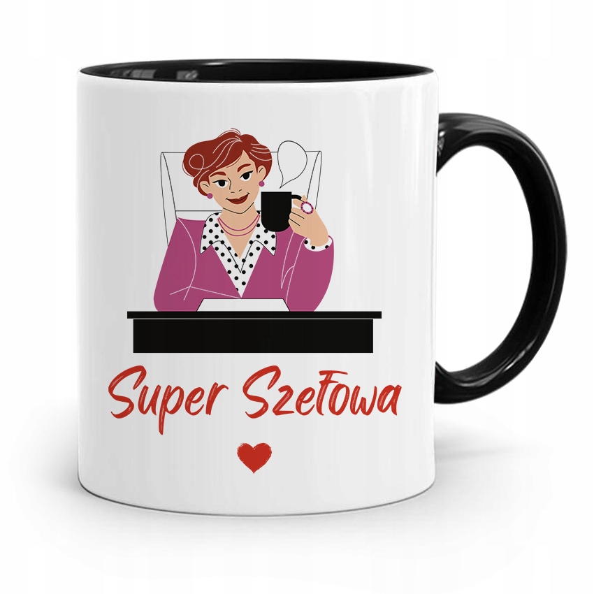 Kubek Czarny Prezent Dla Szefowej Super Szefowa Z Nadrukiem Ze Zdjęciem