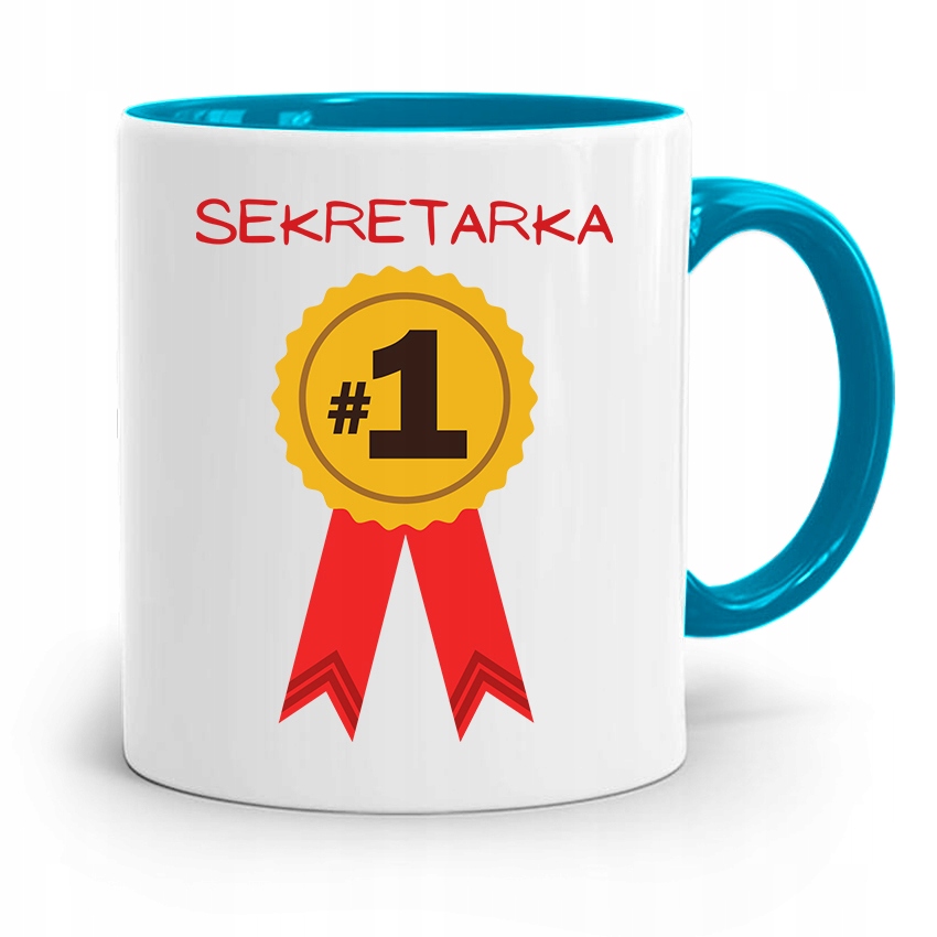 Kubek Błękitny Prezent Dla Sekretarki Numer Jeden Z Nadrukiem Ze Zdjęciem