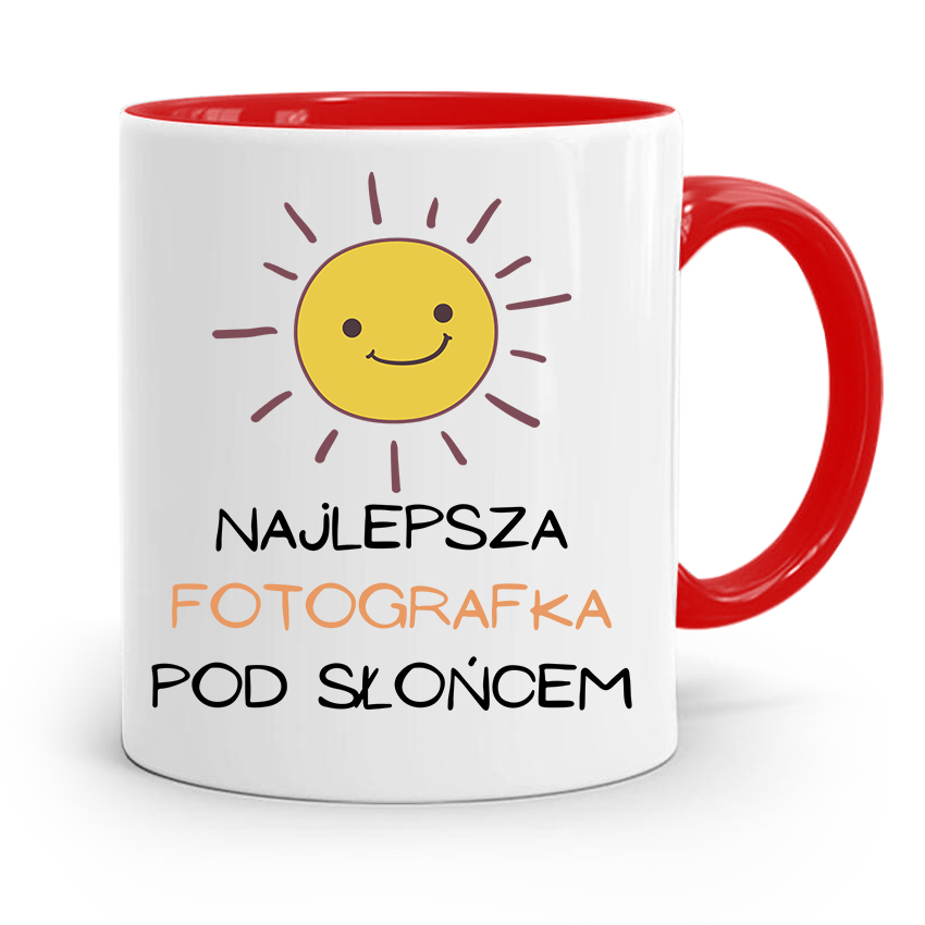 Kubek Czerwony Fotografa Najlepsza Pod Słońcem Z Nadrukiem Ze Zdjęciem