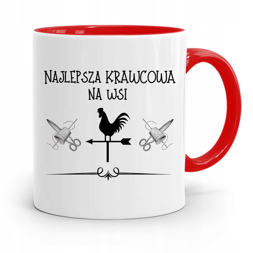 Kubek Czerwony Krawca Krawcowej Najlepsza Na Wsi Z Nadrukiem Ze Zdjęciem