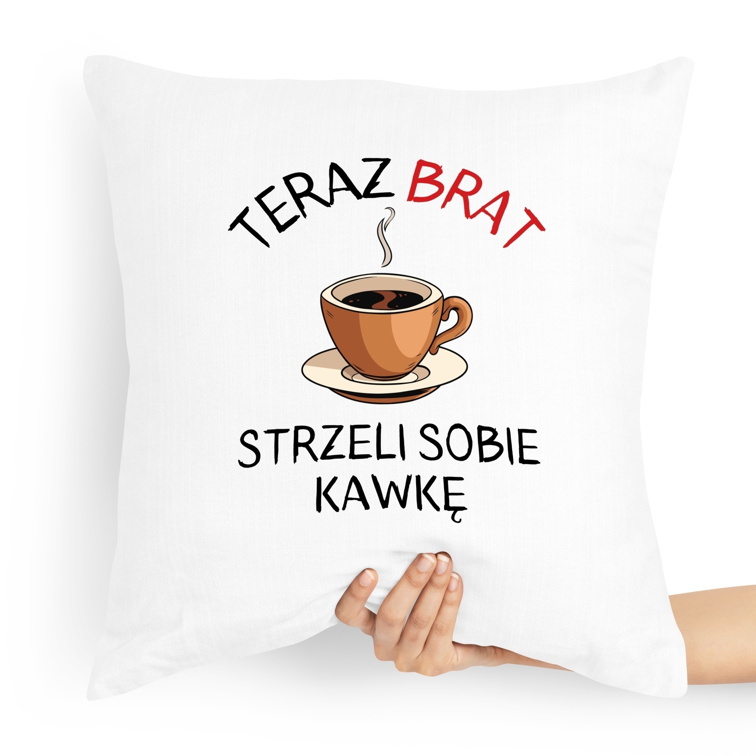 Poduszka Prezent Dla Brata Strzeli Sobie Kawkę Z Nadrukiem Ze Zdjęciem