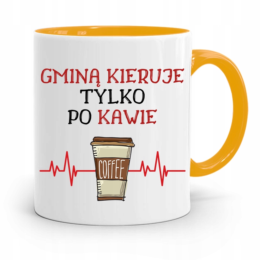 Dla Wójta Kubek Żółty Prezent Kieruję Po Kawie Z Nadrukiem Ze Zdjęciem