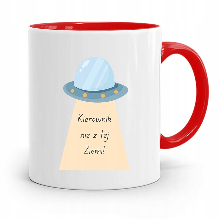 Kubek Czerwony Dla Kierownika Nie Z Tej Ziemi Z Nadrukiem Ze Zdjęciem