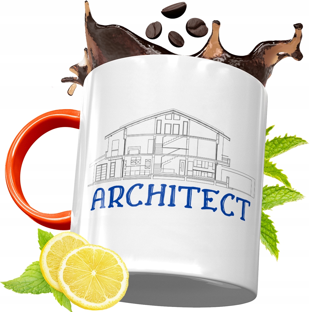 Kubek Pomarańczowy Dla Architekta Prezent Z Nadrukiem Ze Zdjęciem