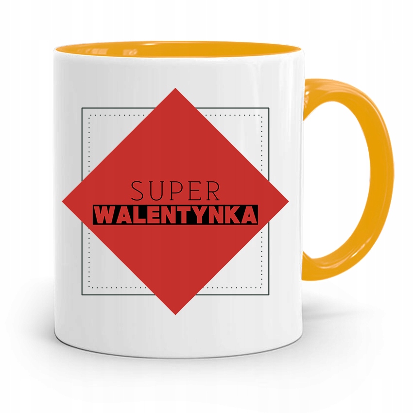Kubek Żółty Na Walentynki Super Walentynka Prezent Z Nadrukiem Ze Zdjęciem