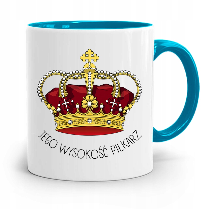 Kubek Błękitny Dla Piłkarza Zawodnika Wysokość Z Nadrukiem Ze Zdjęciem