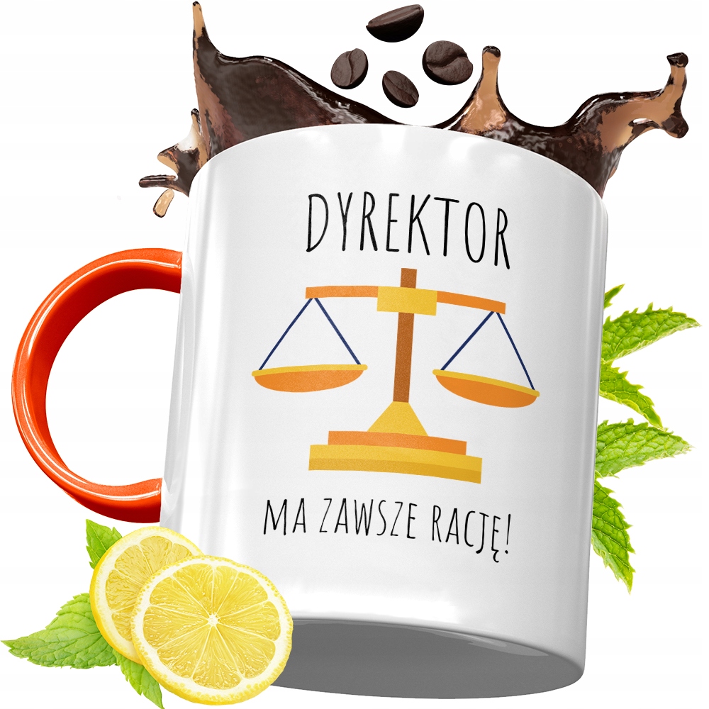 Kubek Pomarańczowy Dla Dyrektora Prezent Z Nadrukiem Ze Zdjęciem