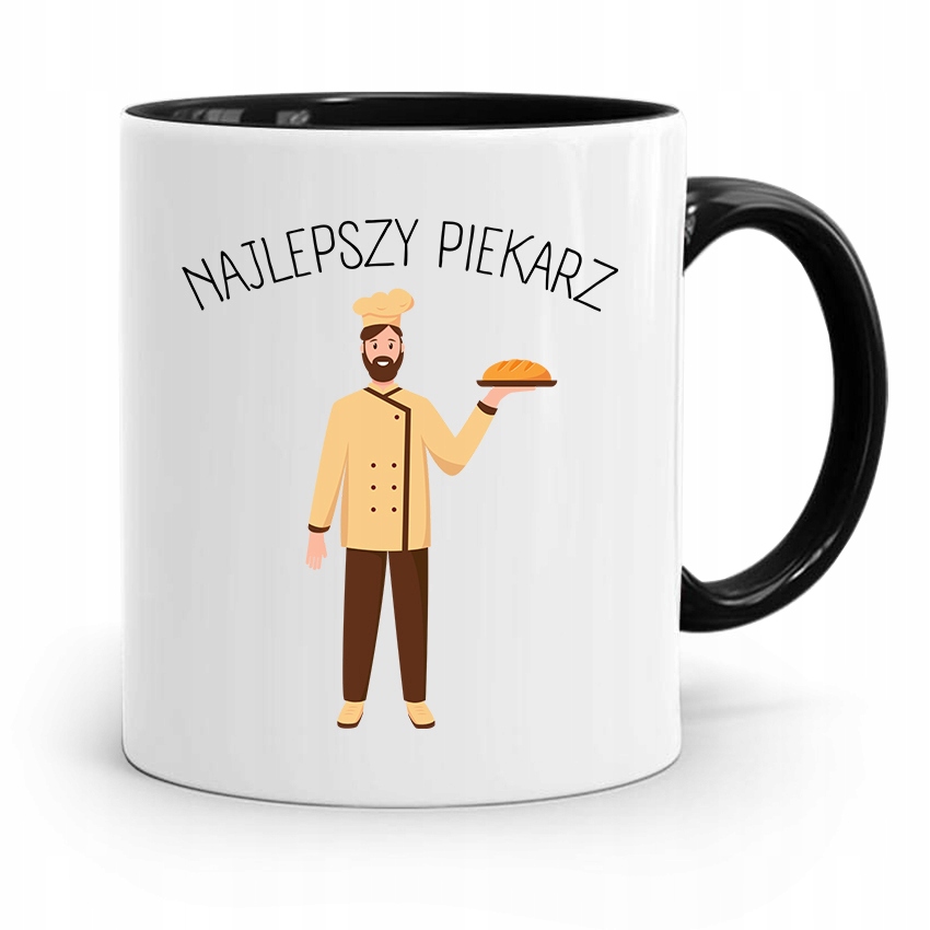 Kubek Czarny Dla Piekarza Najlepszy Piekarz Z Nadrukiem Ze Zdjęciem