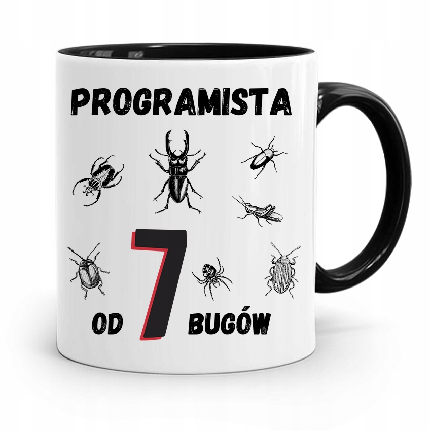 Kubek Czarny Informatyka Programisty Od 7 Bugów Z Nadrukiem Ze Zdjęciem