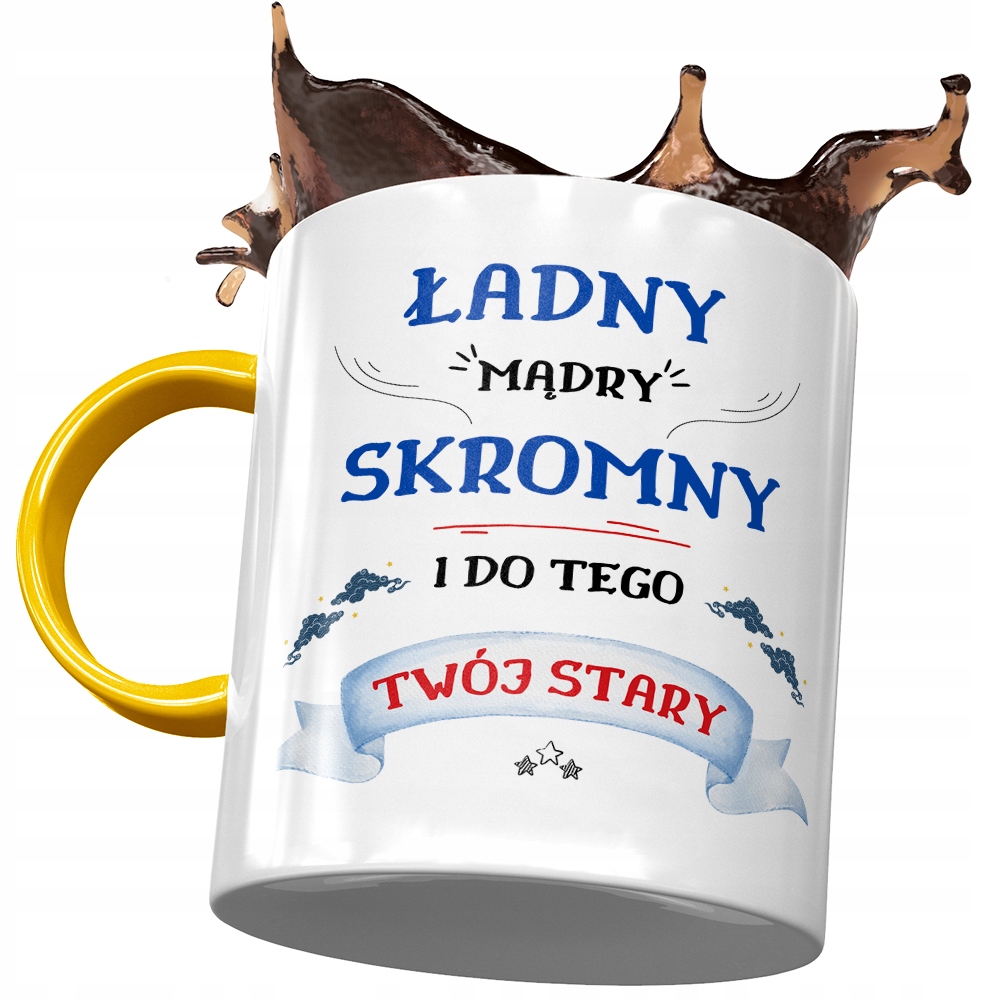 Kubek Żółty Dla Twojego Starego Ładny Mądry Z Nadrukiem Ze Zdjęciem