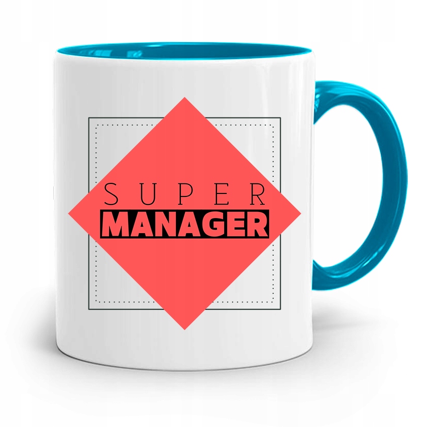 Kubek Błękitny Dla Kierownika Super Manager Z Nadrukiem Ze Zdjęciem