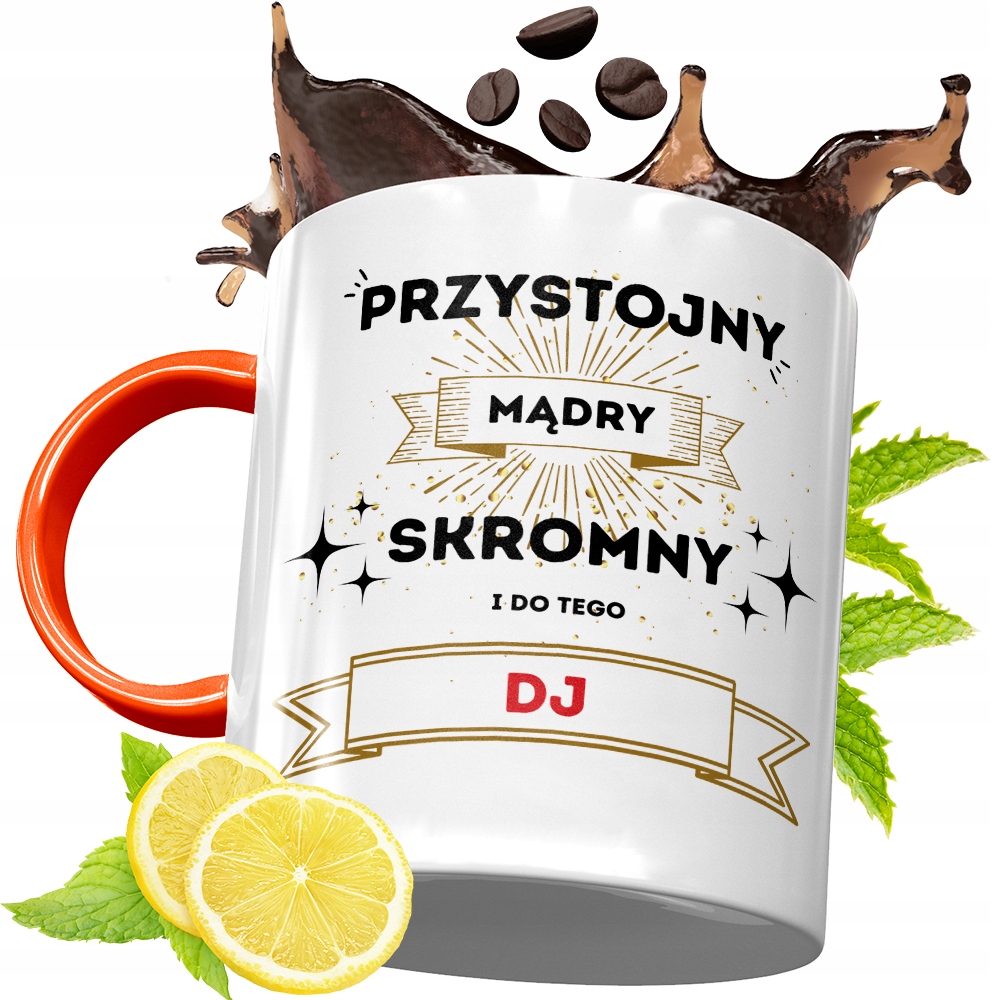 Kubek Pomarańczowy Dla Dja Prezent Z Nadrukiem Ze Zdjęciem