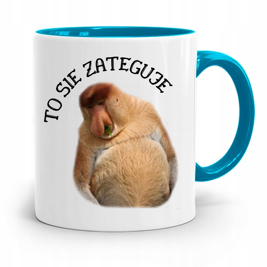 Kubek Błękitny Nosacz Janusz To Się Zateguje Z Nadrukiem Ze Zdjęciem