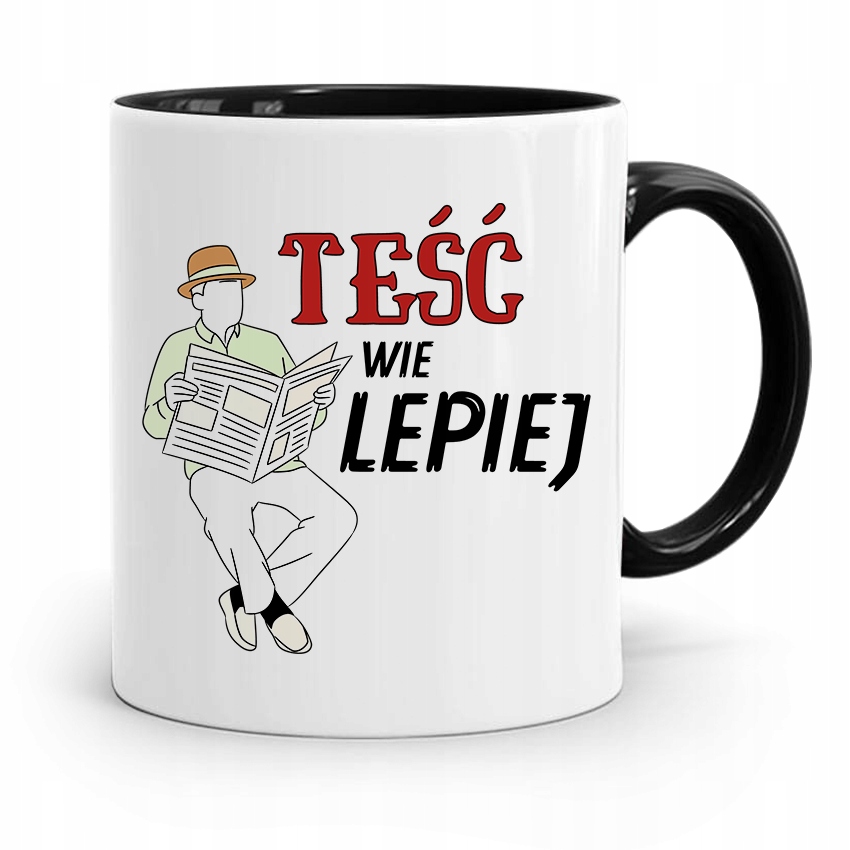 Kubek Czarny Dla Teścia Taty Teść Wie Lepiej Z Nadrukiem Ze Zdjęciem