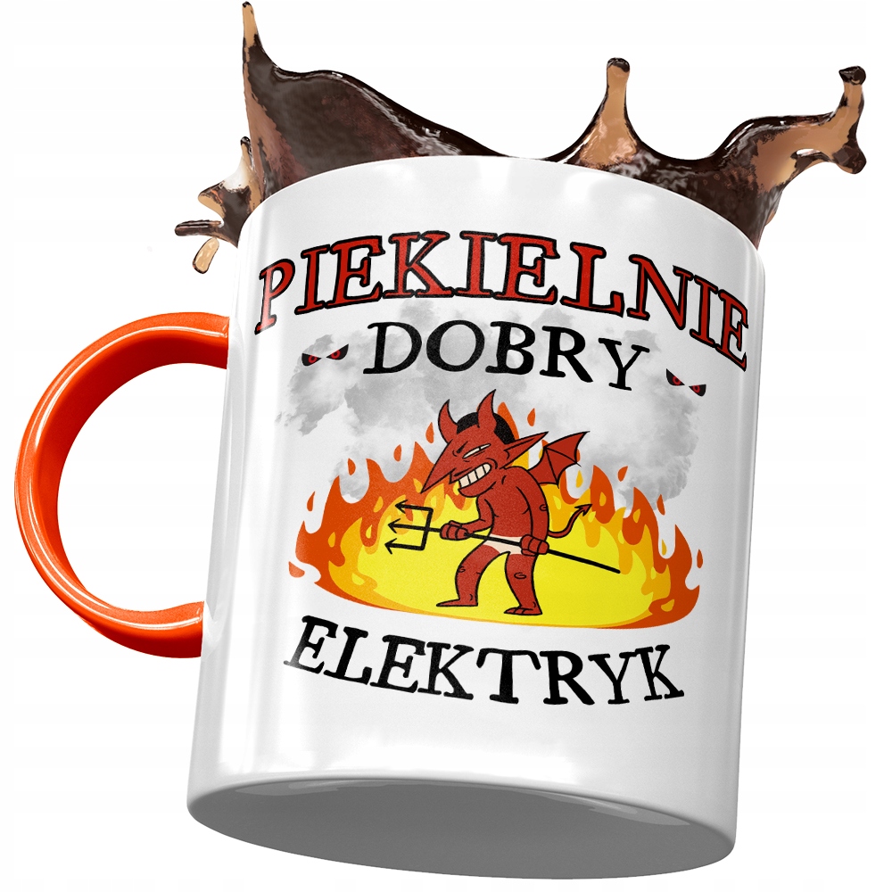 Kubek Pomarańczowy Dla Elektryka Piekielnie Dobry Z Nadrukiem Ze Zdjęciem