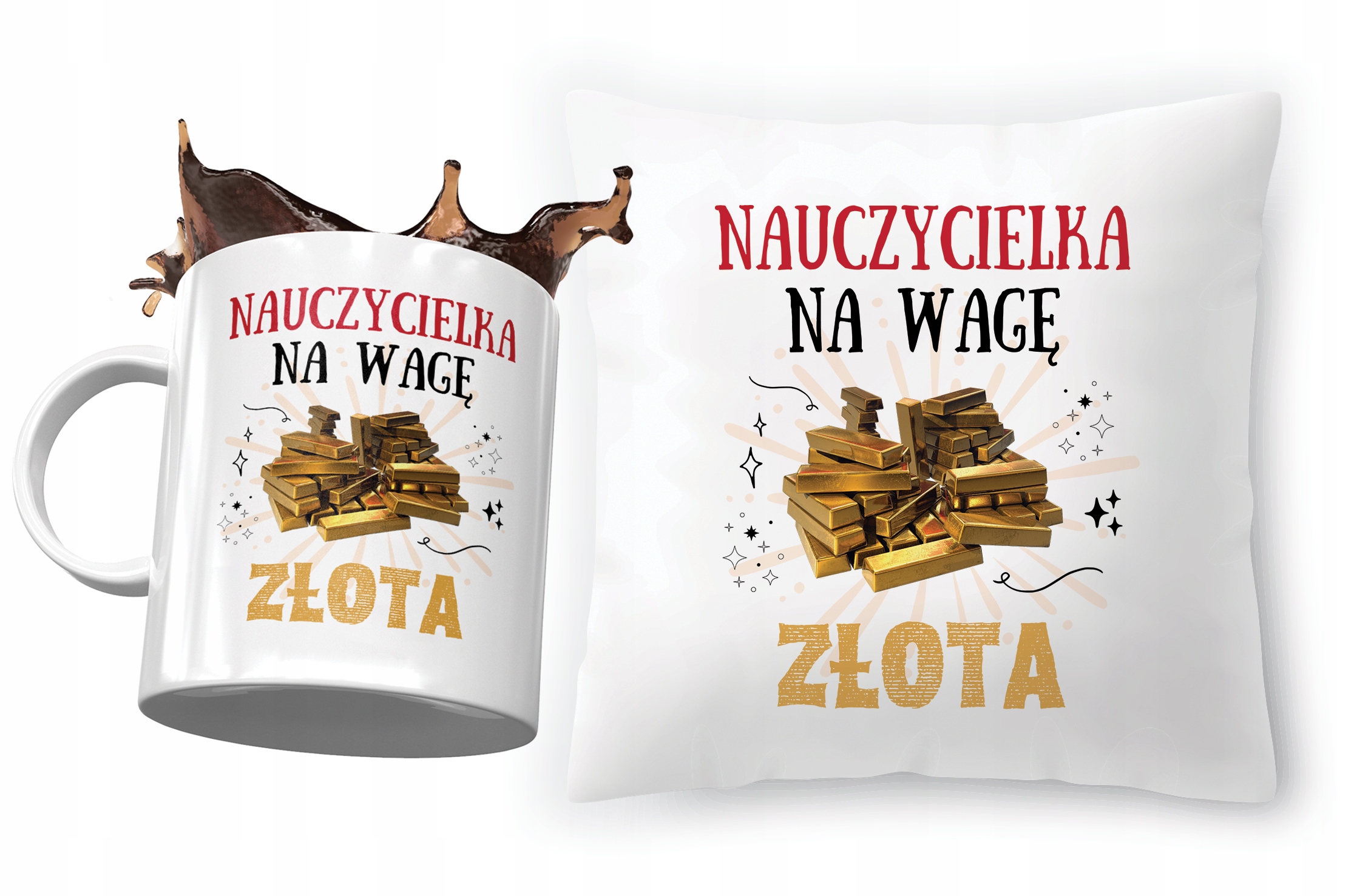 Dla Nauczycielki Zestaw Poduszka + Kubek Prezent Z Nadrukiem Ze Zdjęciem