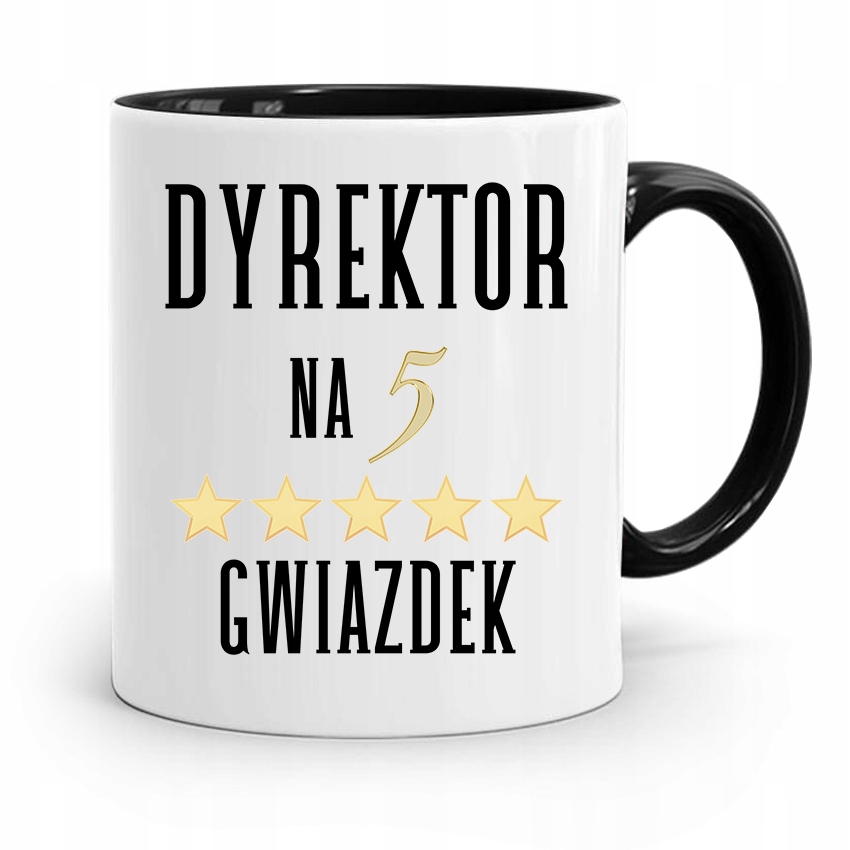 Dla Dyrektora Kubek Czarny Na Pięć Gwiazdek Z Nadrukiem Ze Zdjęciem