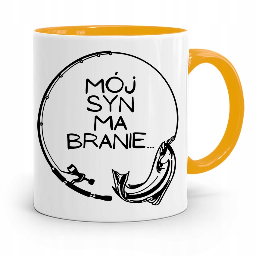 Kubek Żółty Prezent Dla Syna Mój Syn Ma Branie Z Nadrukiem Ze Zdjęciem