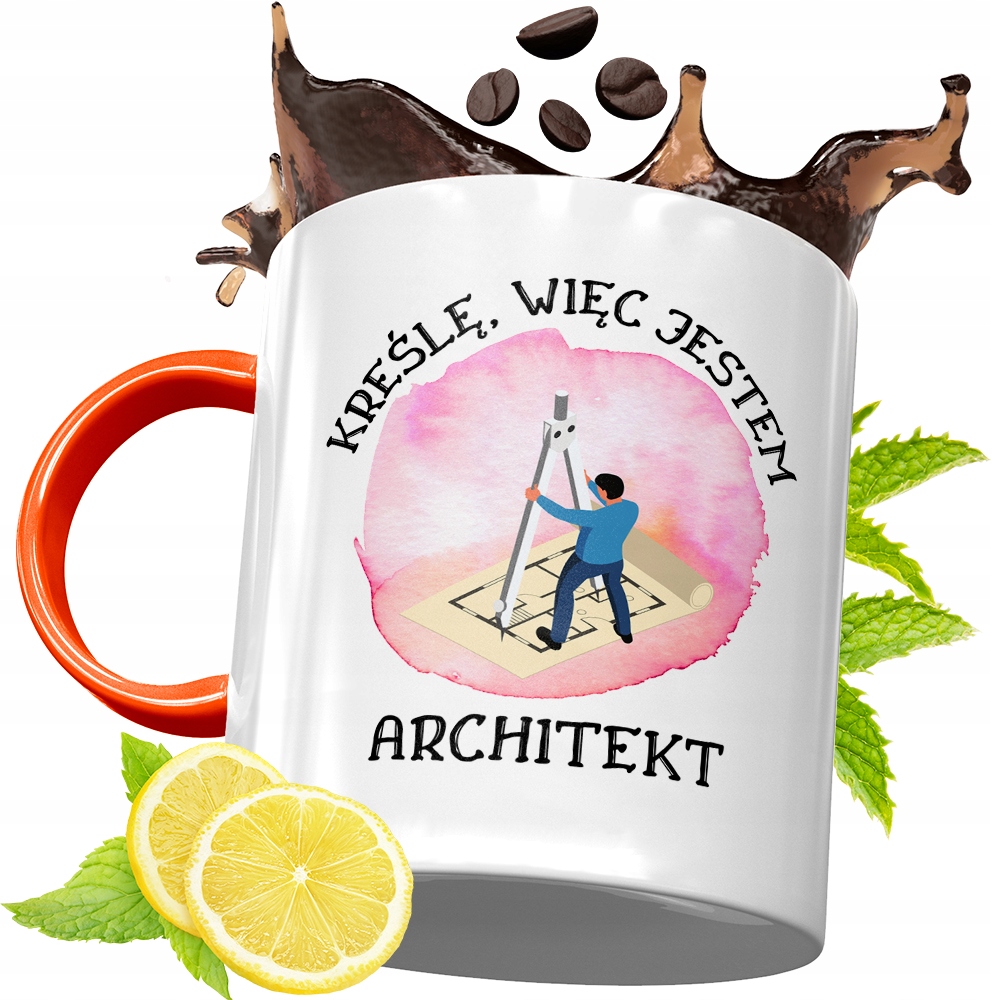 Kubek Pomarańczowy Dla Architekta Prezent Z Nadrukiem Ze Zdjęciem