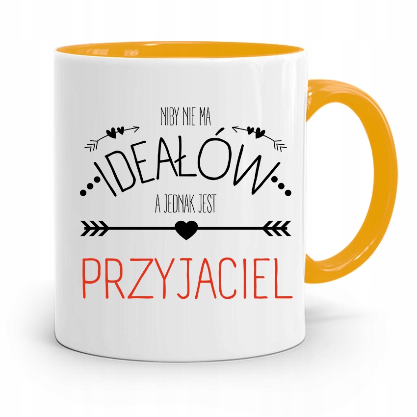 Kubek Żółty Dla Przyjaciela Niby Nie Ma Ideałów Z Nadrukiem Ze Zdjęciem