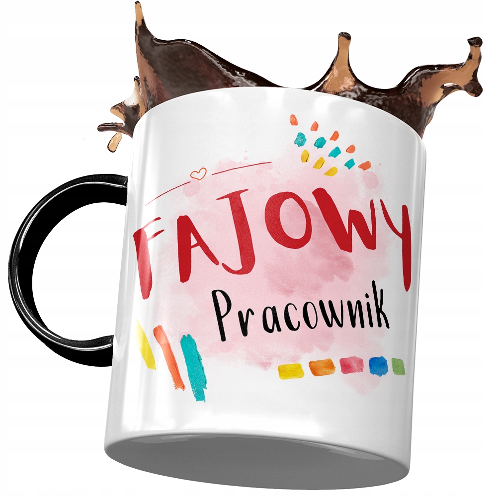 Kubek Czarny Dla Pracownika Fajowy Pracownik Z Nadrukiem Ze Zdjęciem