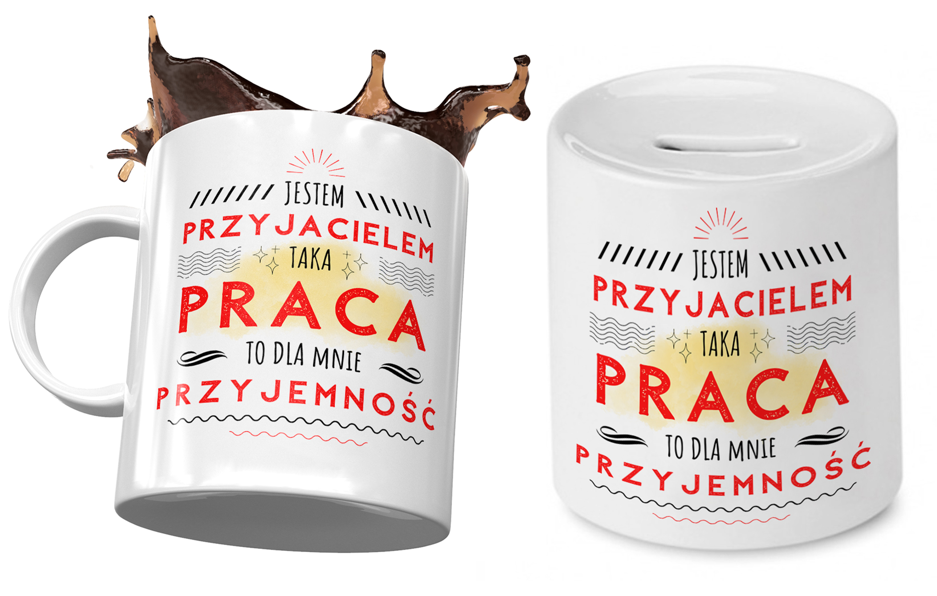 Dla Przyjaciela Zestaw Kubek + Skarbonka Prezent Z Nadrukiem Ze Zdjęciem