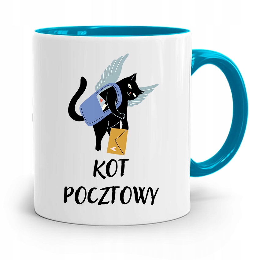 Kubek Błękitny Prezent Dla Listonosza Kot Pocztowy Z Nadrukiem Ze Zdjęciem