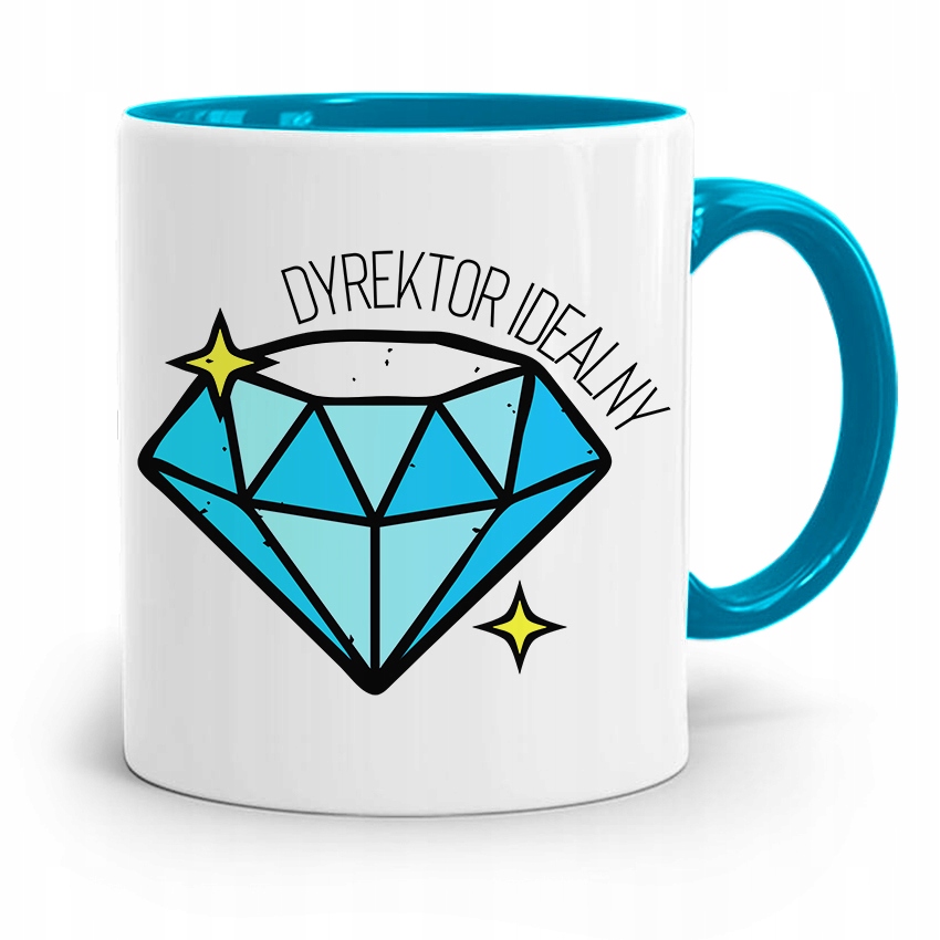 Dla Dyrektora Kubek Błękitny Dyrektor Idealny Z Nadrukiem Ze Zdjęciem
