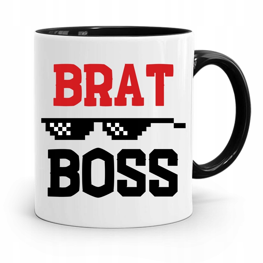Kubek Czarny Prezent Dla Brata Braciszka Brat Boss Z Nadrukiem Ze Zdjęciem