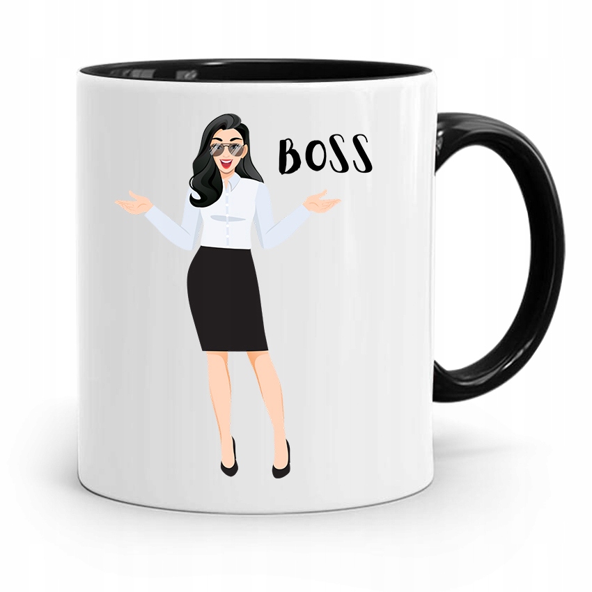 Kubek Czarny Prezent Dla Szefowej Boss Z Nadrukiem Ze Zdjęciem