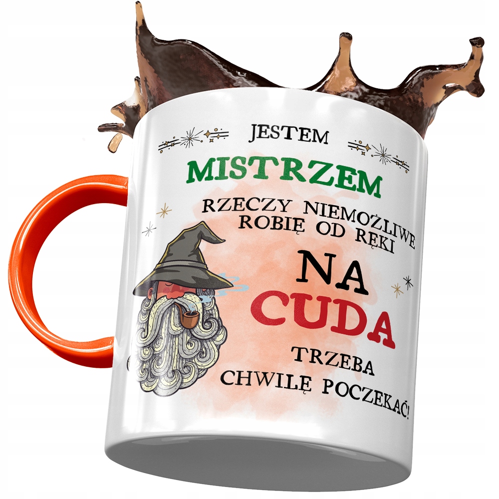 Kubek Pomarańczowy Dla Mistrza Jestem Mistrzem Z Nadrukiem Ze Zdjęciem